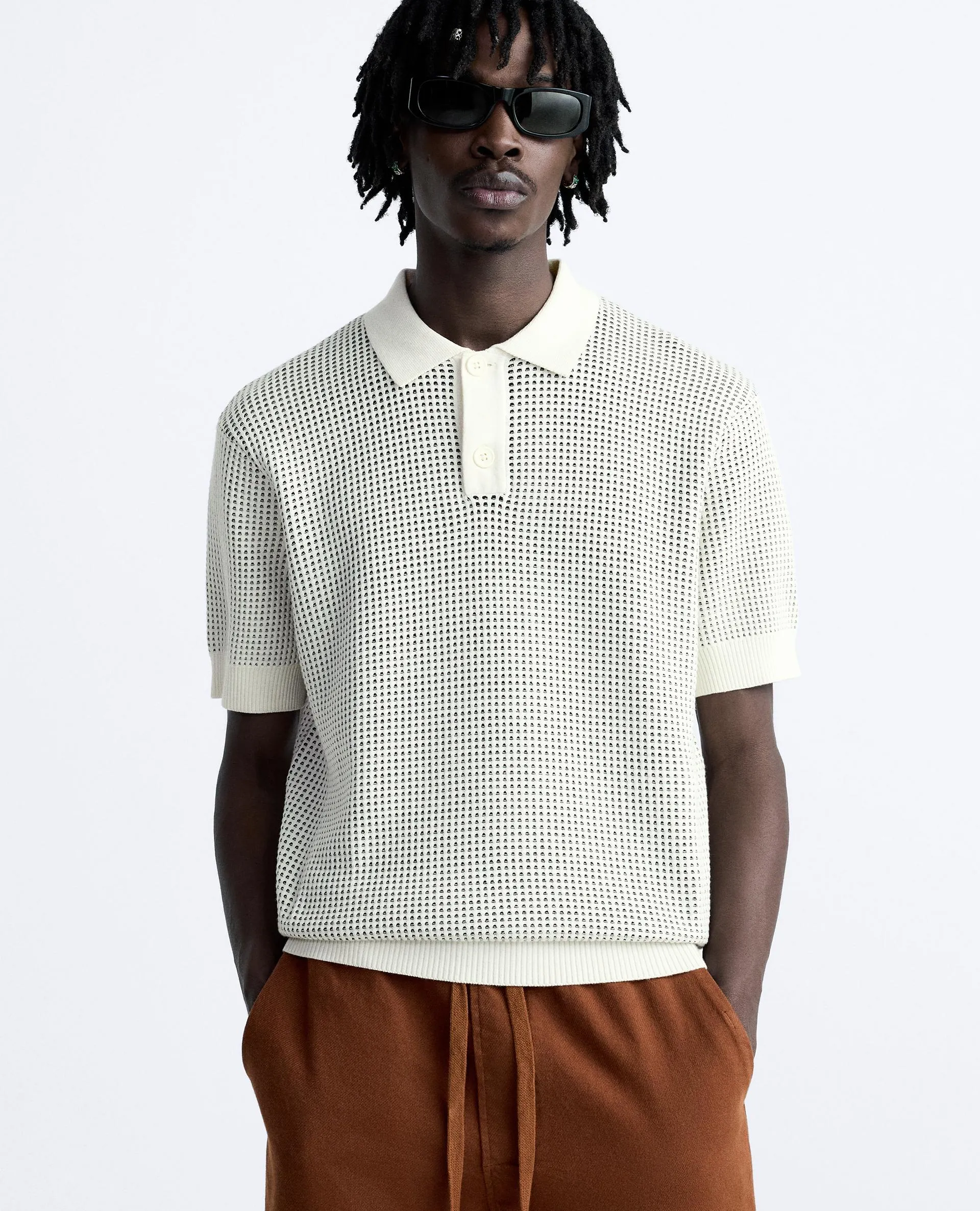 ZARA  |Pullovers Street Style Cotton Short Sleeves Polos