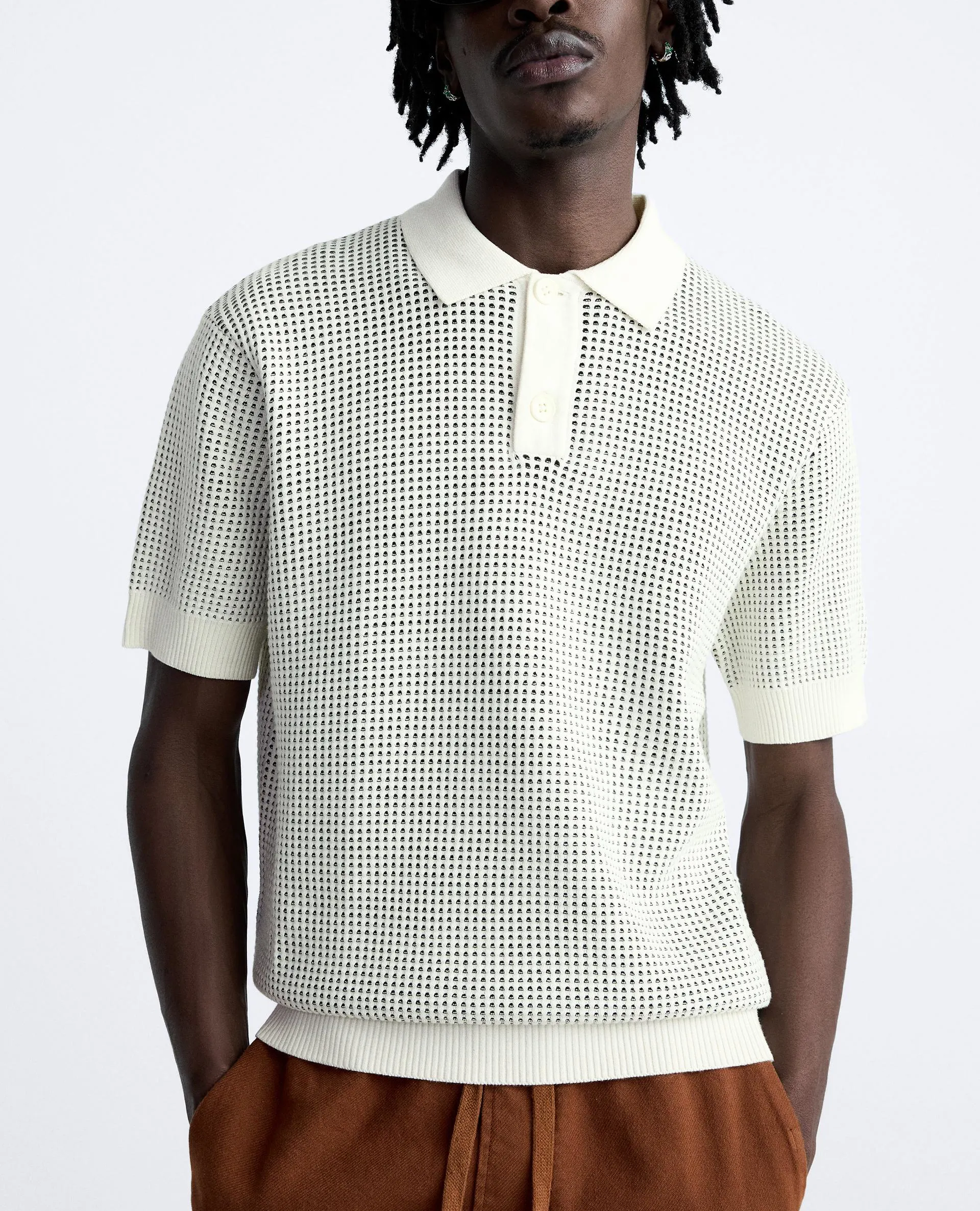 ZARA  |Pullovers Street Style Cotton Short Sleeves Polos