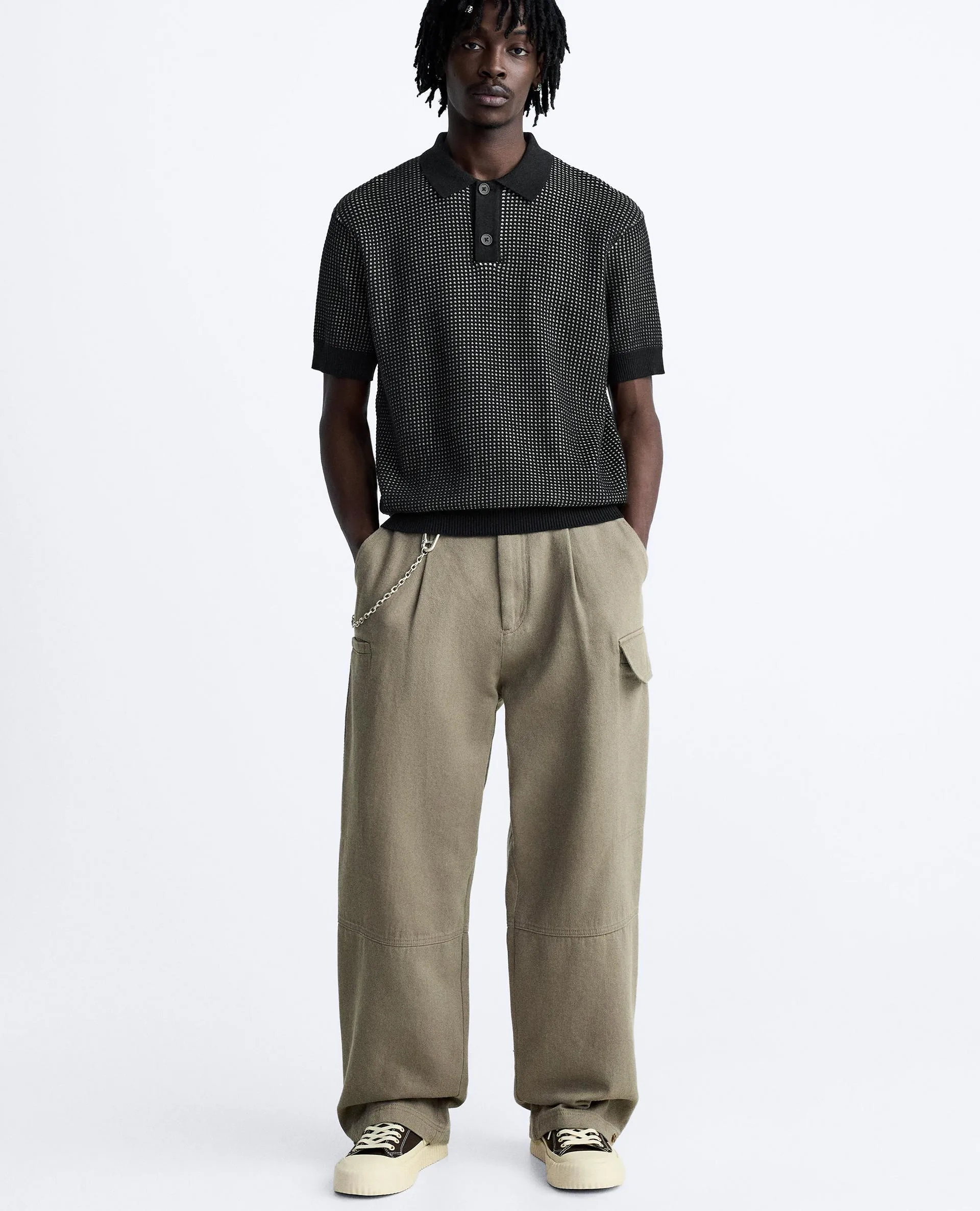 ZARA  |Pullovers Street Style Cotton Short Sleeves Polos