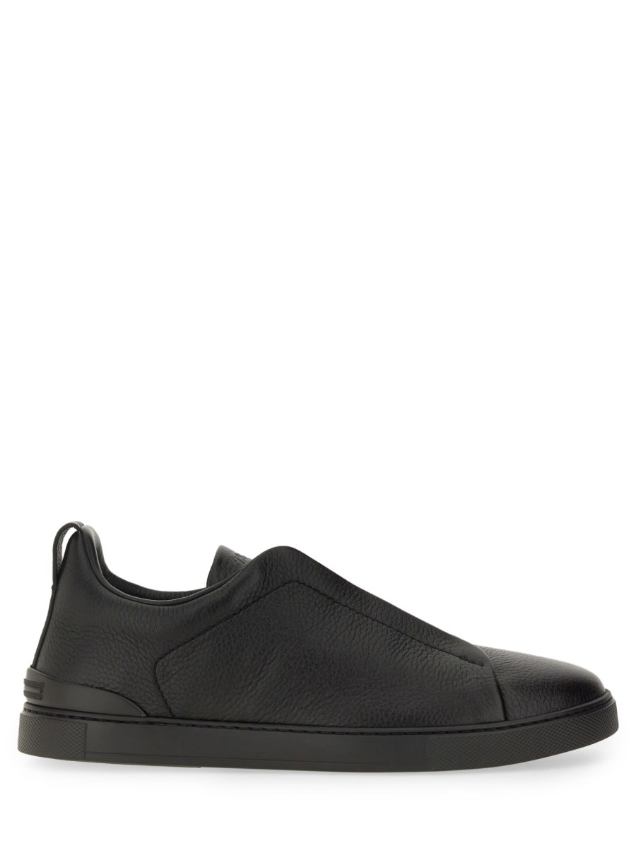 ZEGNA      LEATHER TRIPLE STITCH SNEAKER