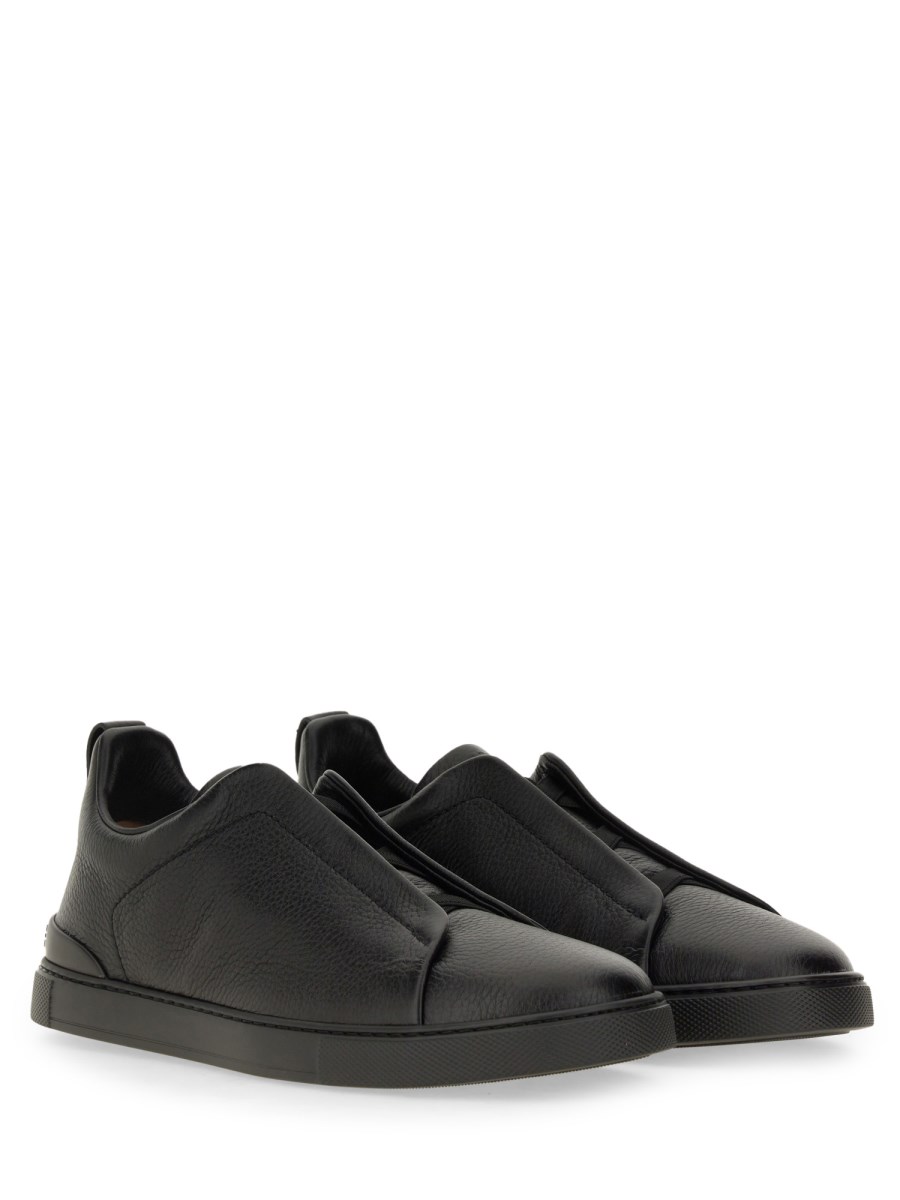 ZEGNA      LEATHER TRIPLE STITCH SNEAKER