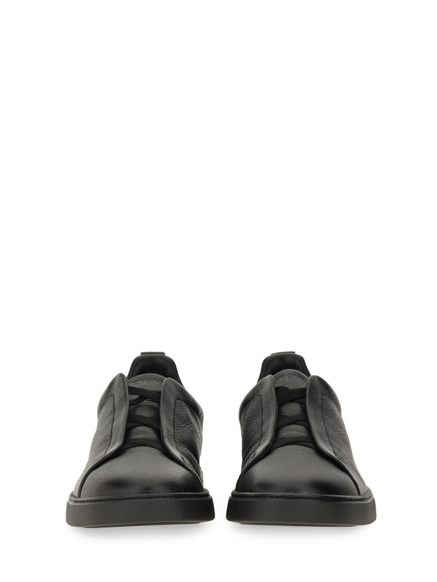 ZEGNA      LEATHER TRIPLE STITCH SNEAKER